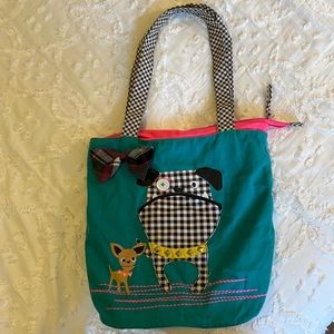 Claire’s brand cute dog tote bag with zipper